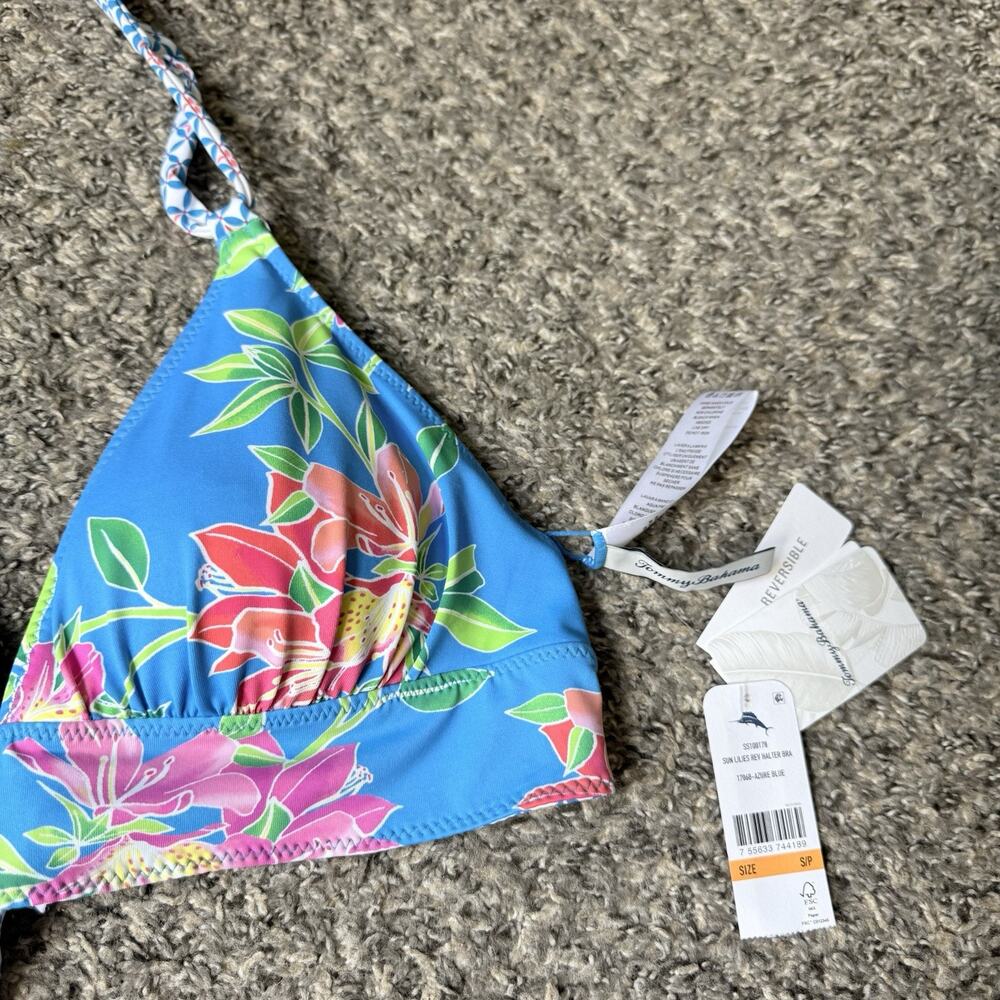 TOMMY BAHAMA Sun Lilies Halter Neck Bikini Swimsuit Top Bra Size Small NEW - Picture 2 of 5